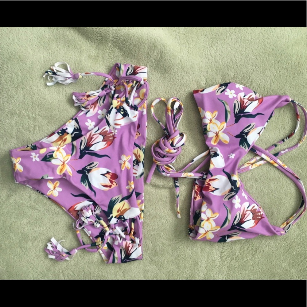 Purple floral print bikini, never worn